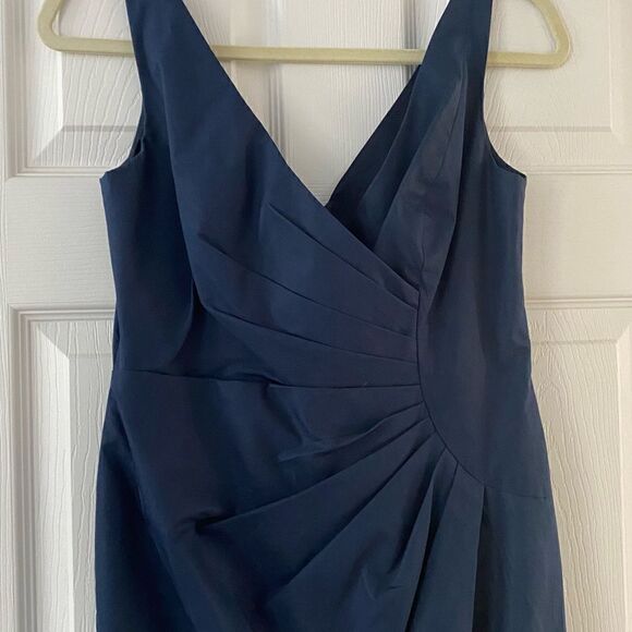 J. Crew Navy V -Neck Wrap Mini Dress Size 2 business casual excellent condition - Picture 3 of 11